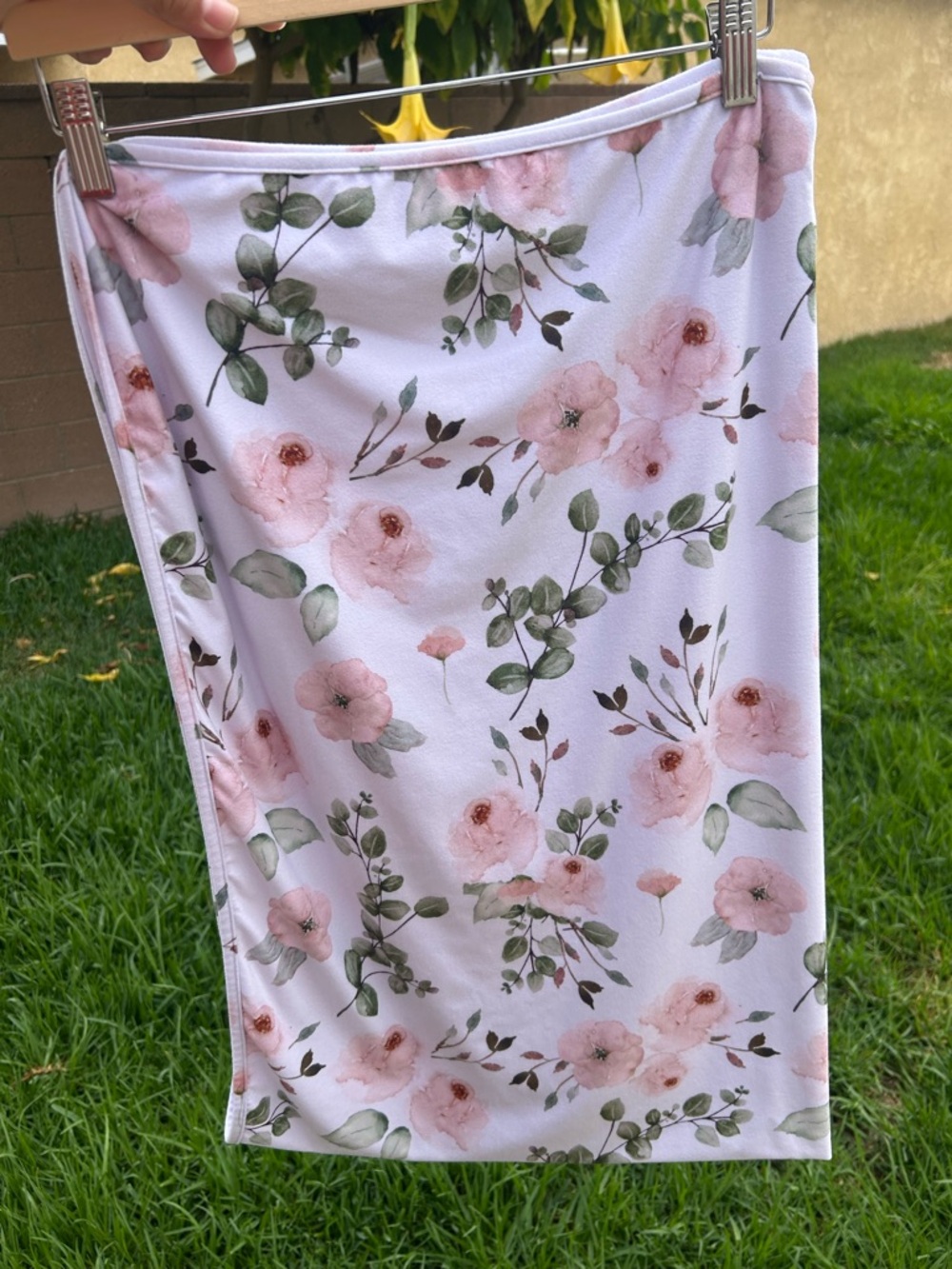 Caden Lane Pink Floral Swaddle Blanket
